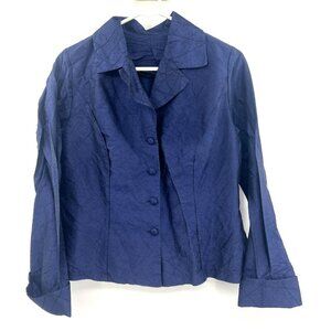 Linda Tilson 100% Silk Navy Blue Made in USA Top Women's Medium